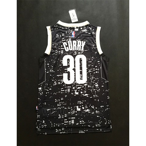 Camiseta Luces De La Ciudad Golden State Warriors Stephen Curry #30 Negro